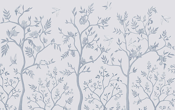 Papel pintado con pájaros y árboles Papel pintado con pájaros y árboles