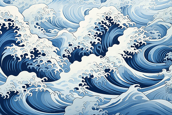 Estampado de ondas azules y blancas Estampado de ondas azules y blancas