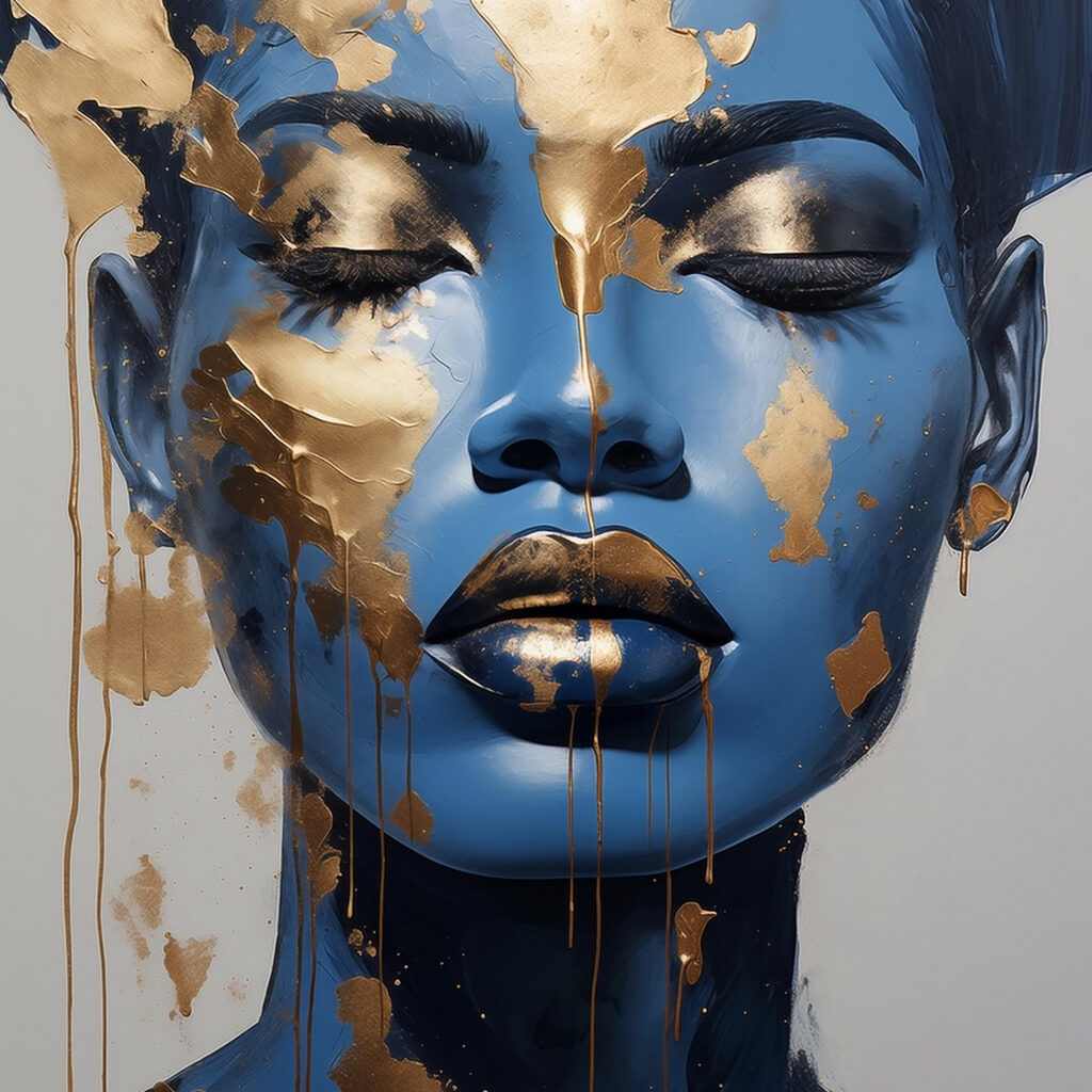 Striking fusion of blue and metallic Striking fusion of blue and metallic