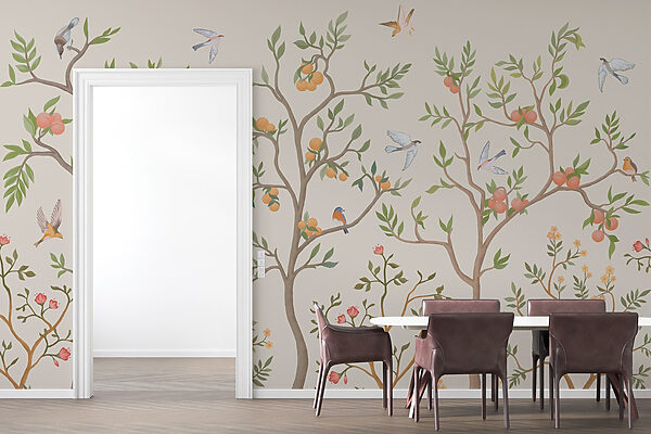 Papel pintado con pájaros y árboles Papel pintado con pájaros y árboles