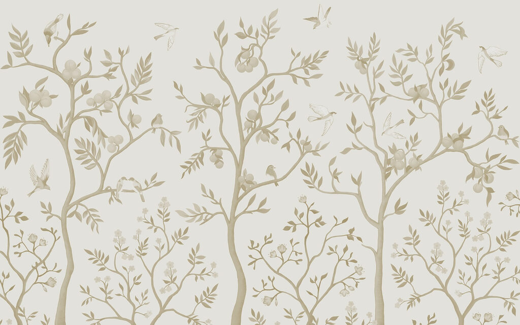 Papel pintado con pájaros y árboles Papel pintado con pájaros y árboles