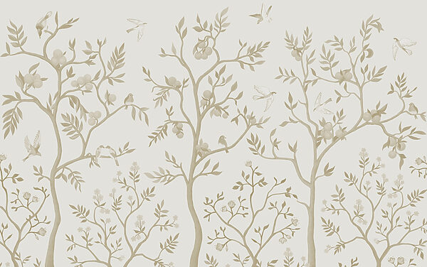Papel pintado con pájaros y árboles Papel pintado con pájaros y árboles