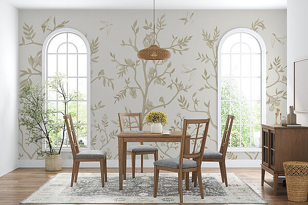 Papel pintado con pájaros y árboles Papel pintado con pájaros y árboles