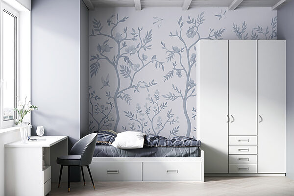 Papel pintado con pájaros y árboles Papel pintado con pájaros y árboles