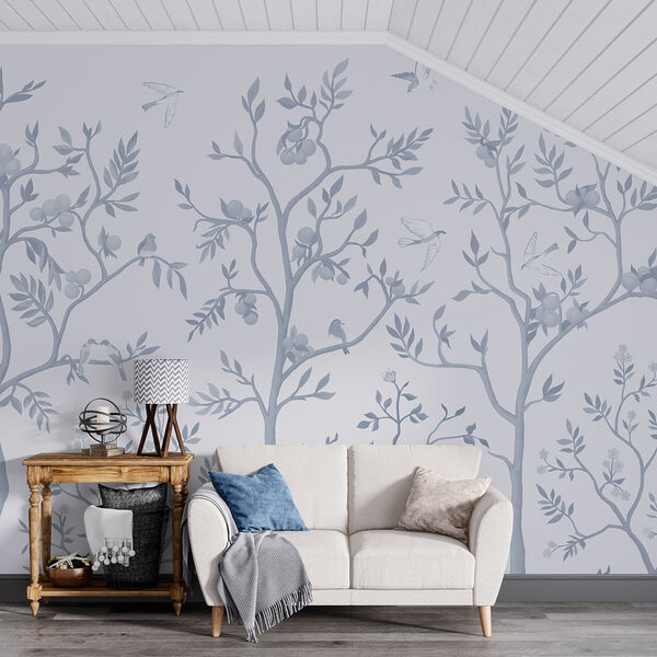 Papel pintado con pájaros y árboles Papel pintado con pájaros y árboles