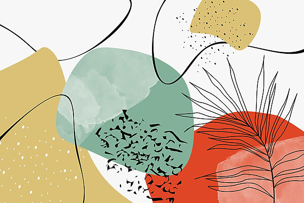 Colorful art with black and red and yellow shapes