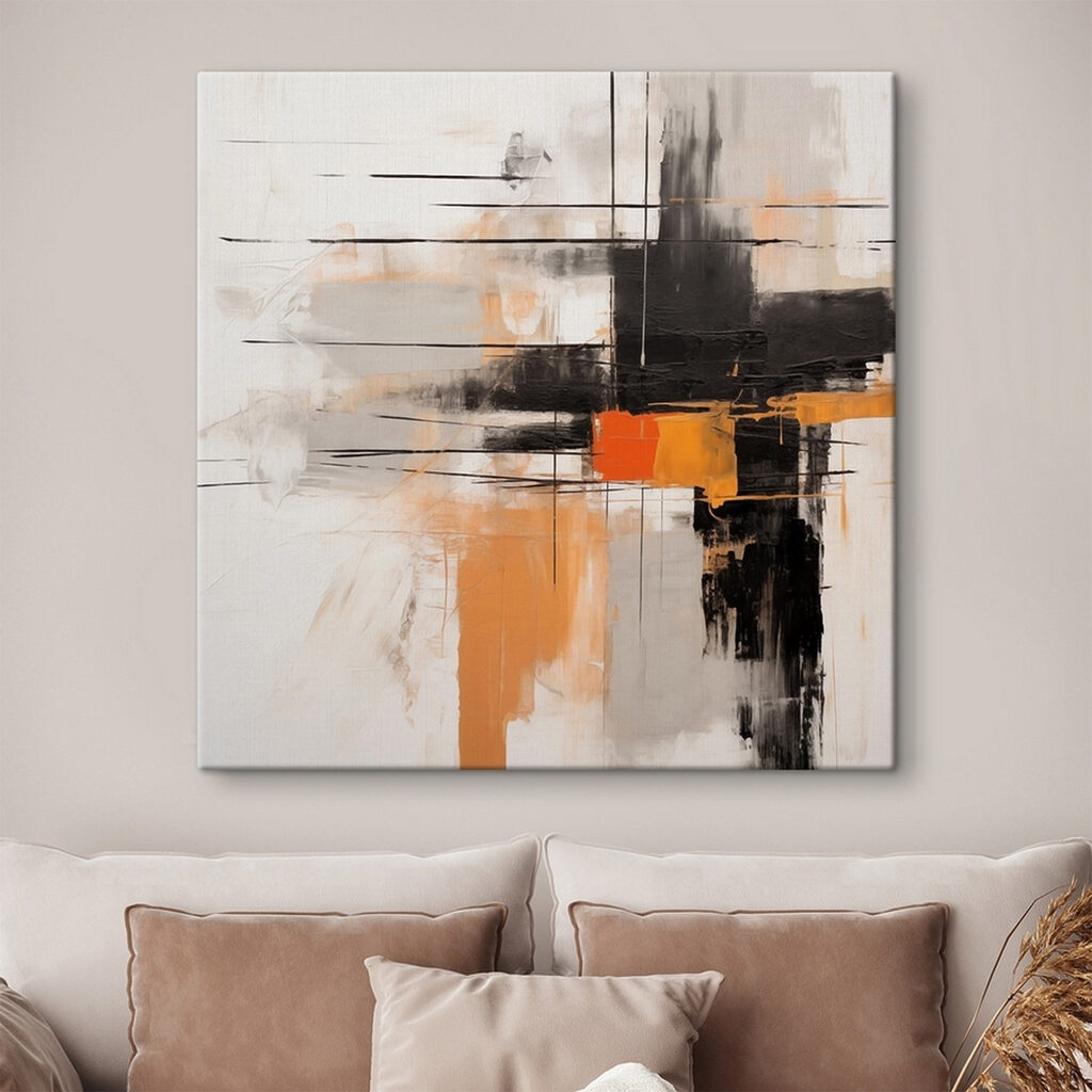 Painting of black and orange paint Painting of black and orange paint