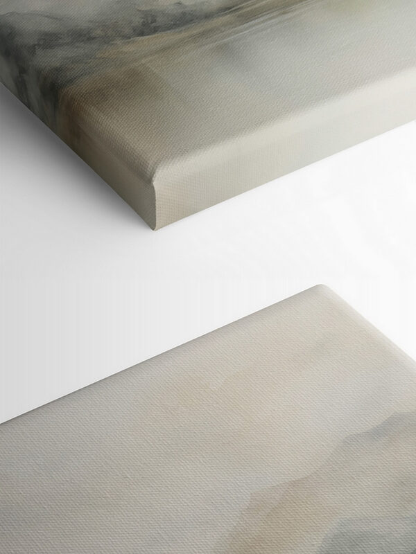 Watercolor of a lake with mountains in the distance
