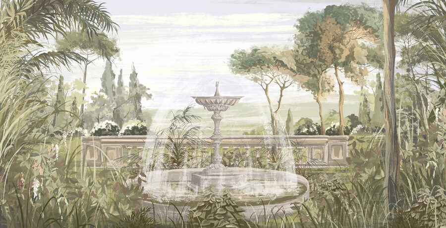 Fuente de agua en un jardín Fuente de agua en un jardín