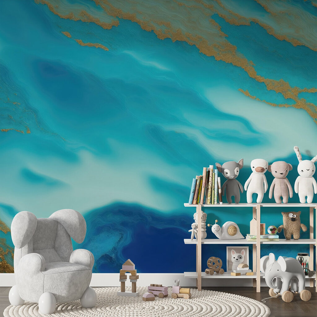 Serene Waves of Blue and Gold