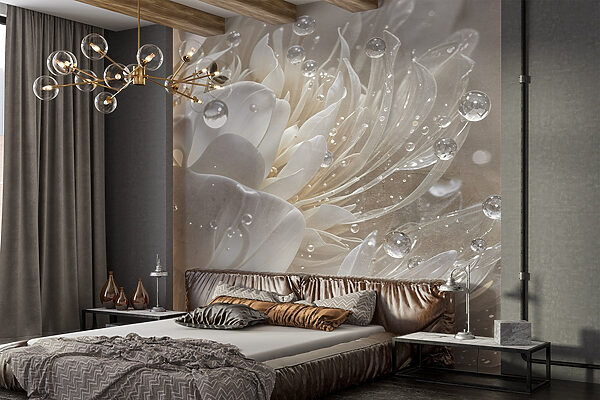 Pétalos delicados con gotas brillantes Fotomurales Pétalos delicados con gotas brillantes
