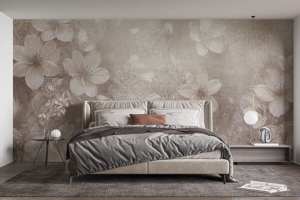 Flores blancas sobre fondo gris Flores blancas sobre fondo gris