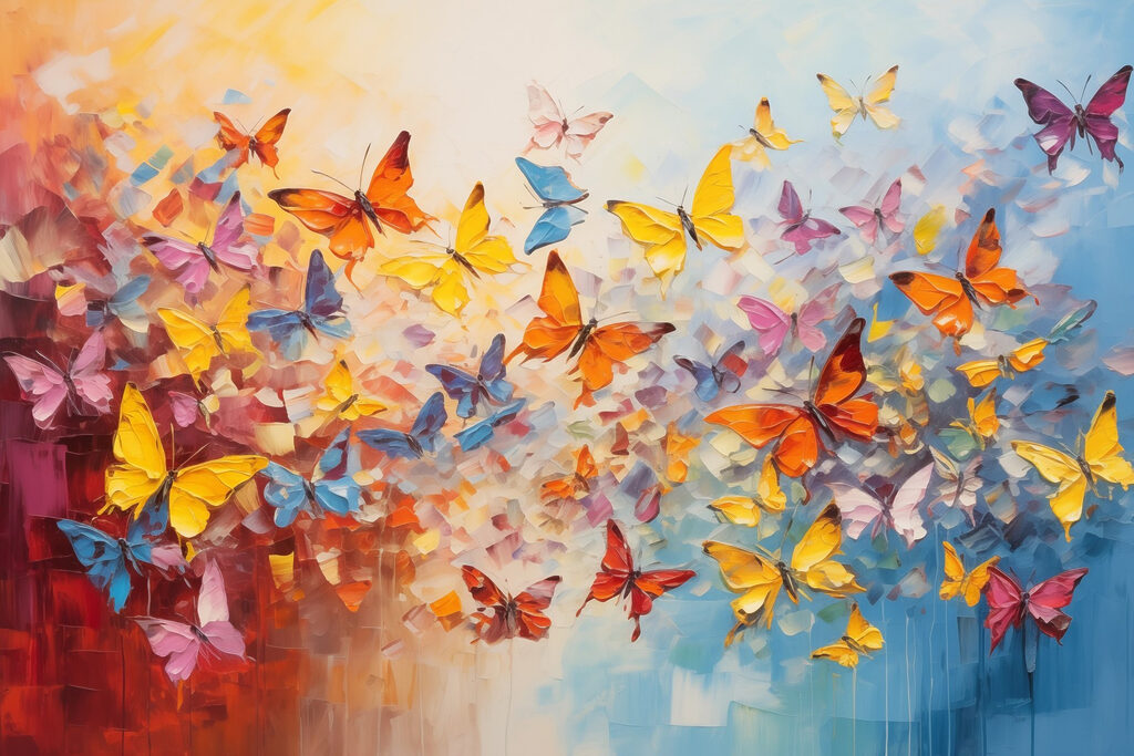 Group of butterflies flying in the air Group of butterflies flying in the air