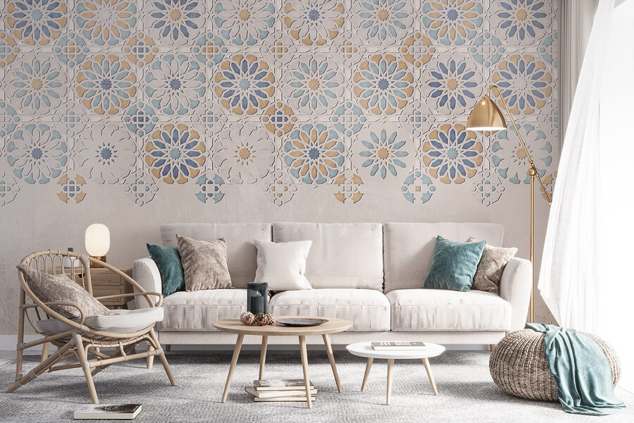 Pared con motivos florales