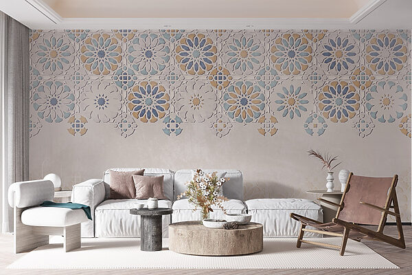 Pared con motivos florales Pared con motivos florales