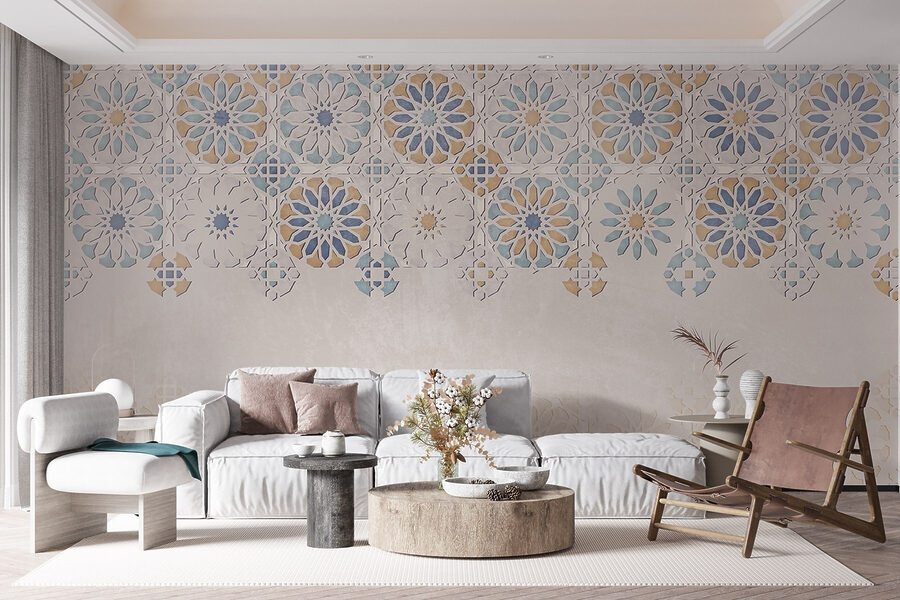 Pared con motivos florales