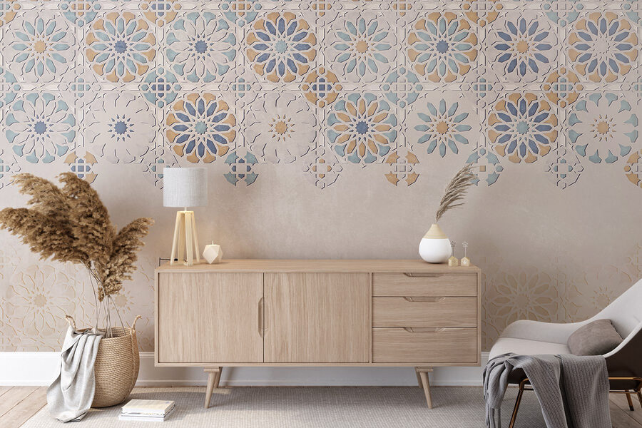 Pared con motivos florales