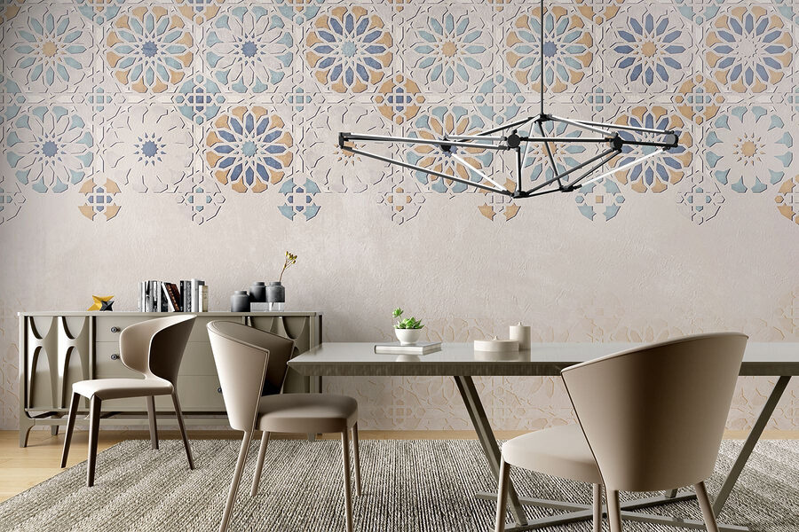 Pared con motivos florales