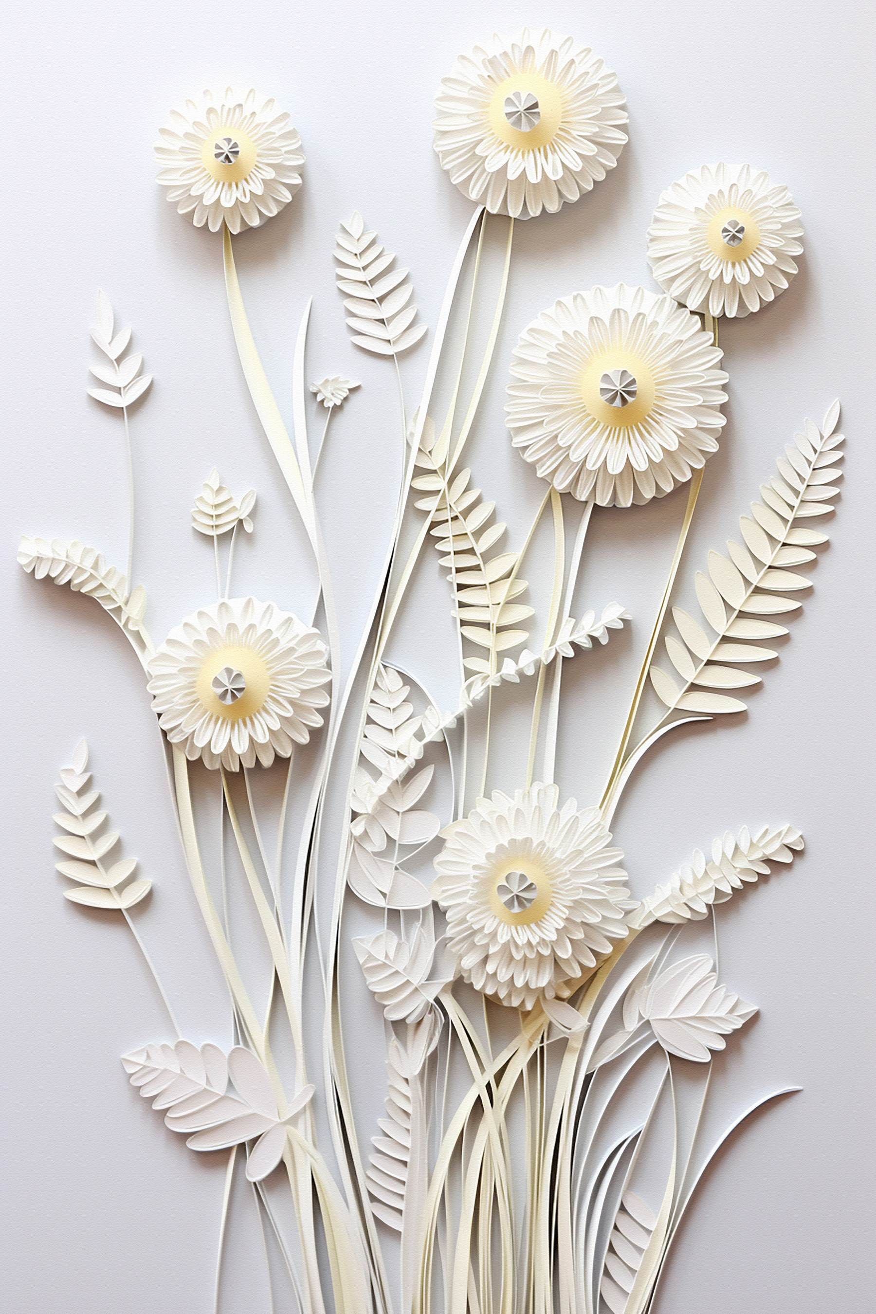 White paper cutout flowers White paper cutout flowers
