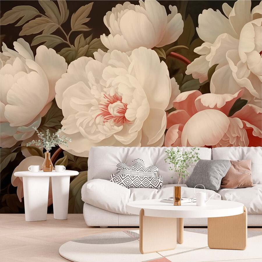 Fotomurales Grupo de flores blancas y rosas - Imagen 2