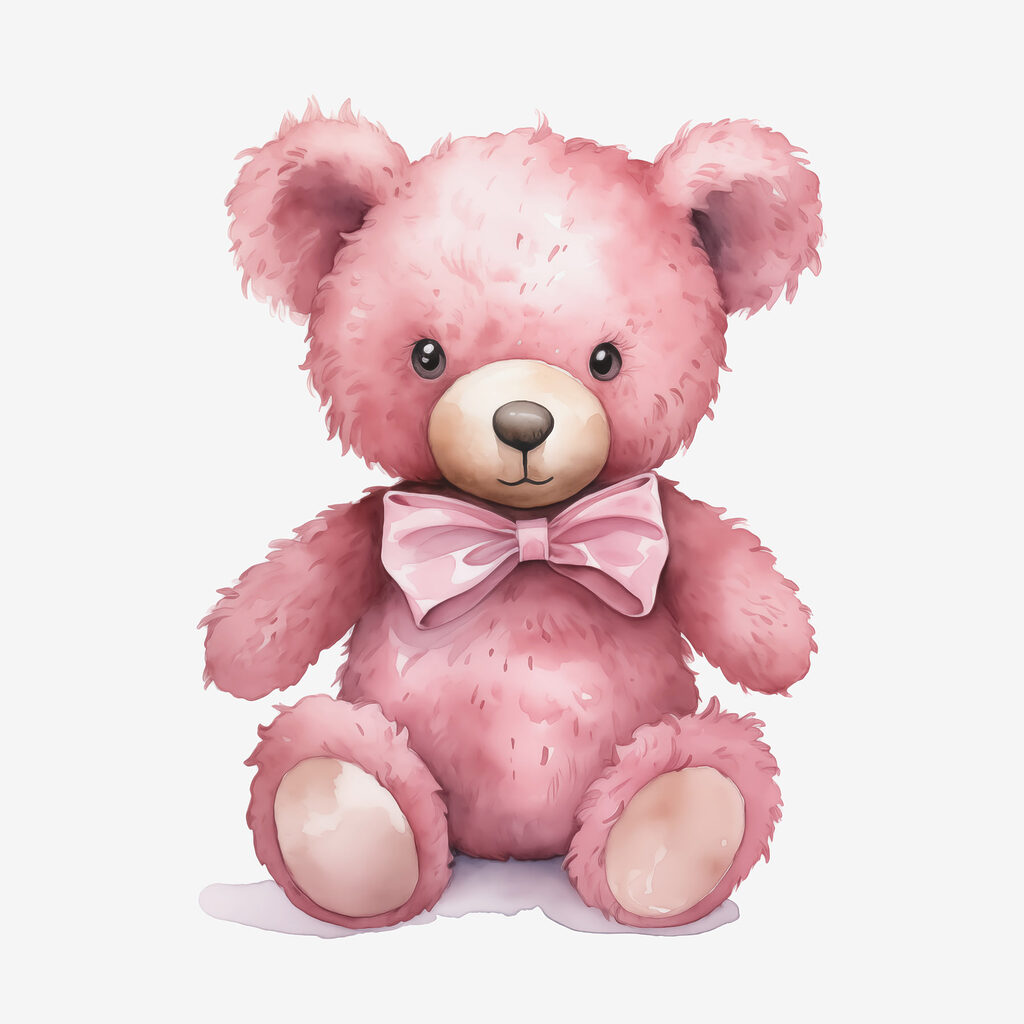 Pink teddy bear with a bow tie