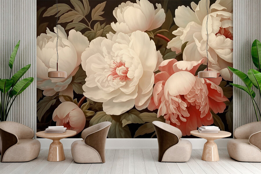 Fotomurales Grupo de flores blancas y rosas - Imagen 3