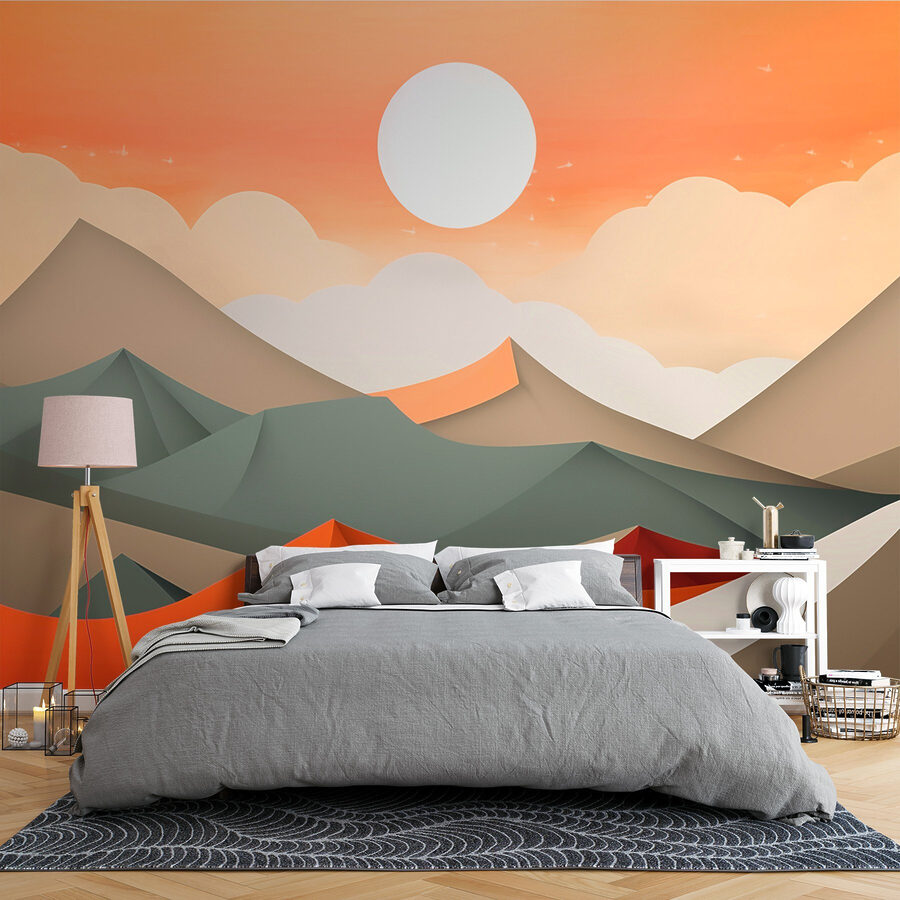 Cordillera con colinas naranjas y grises