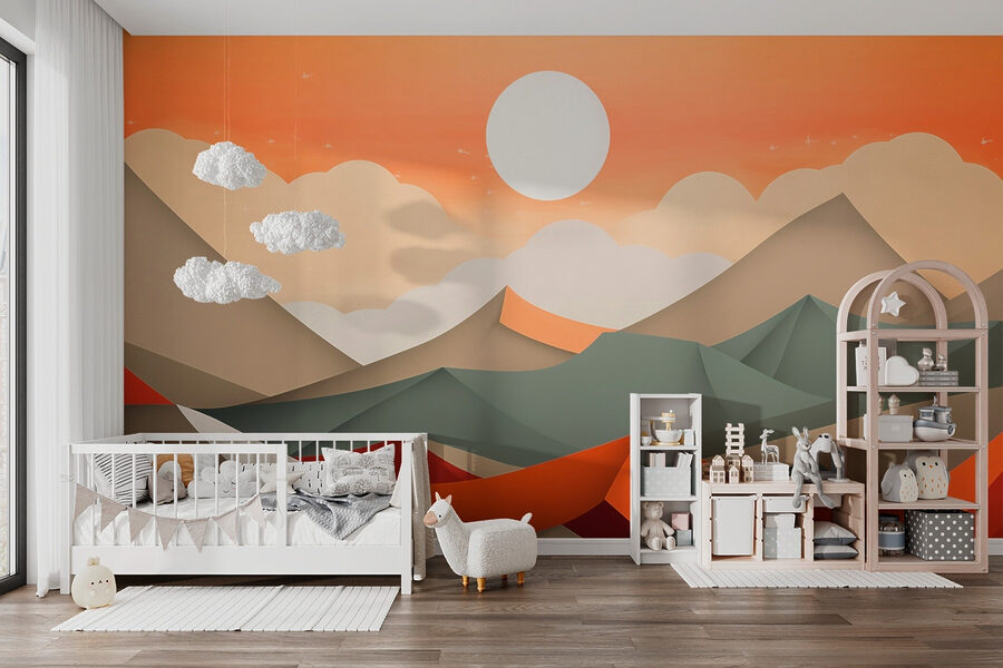 Cordillera con colinas naranjas y grises