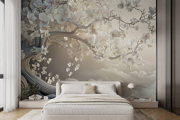 Árbol blanco con flores blancas Árbol blanco con flores blancas