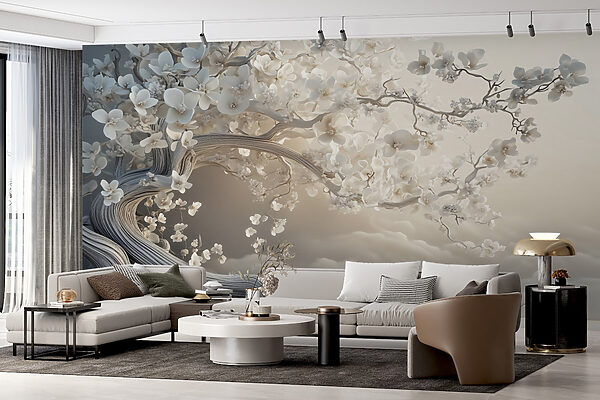 Árbol blanco con flores blancas Árbol blanco con flores blancas