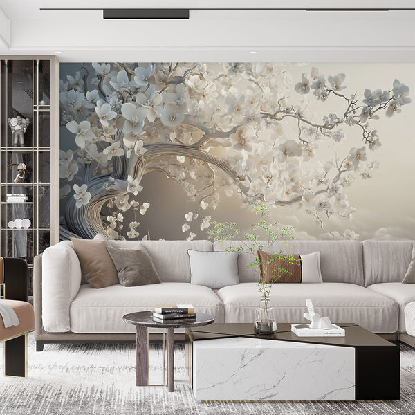 Árbol blanco con flores blancas Árbol blanco con flores blancas