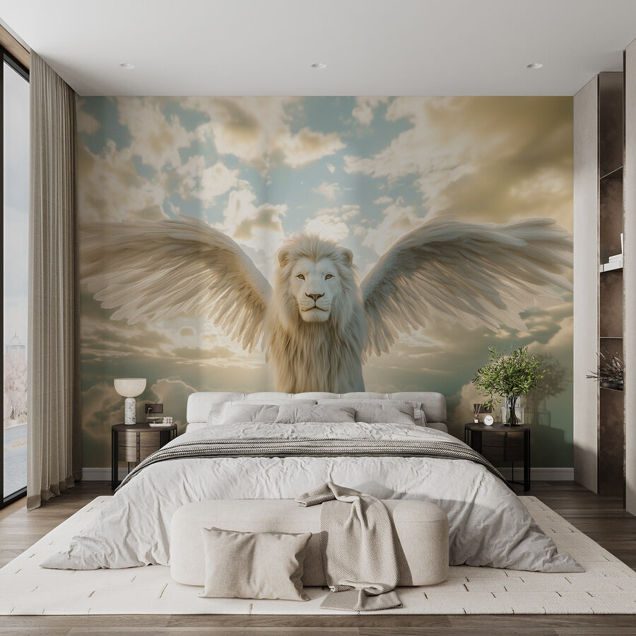 León con alas en el cielo