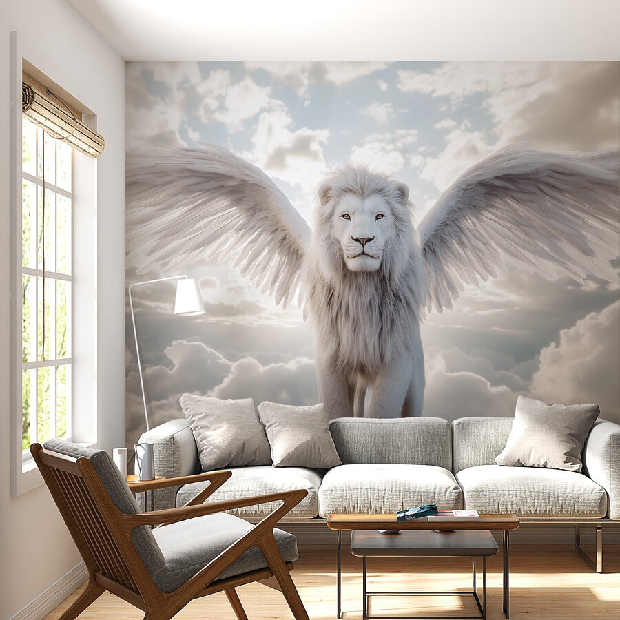 León con alas en el cielo