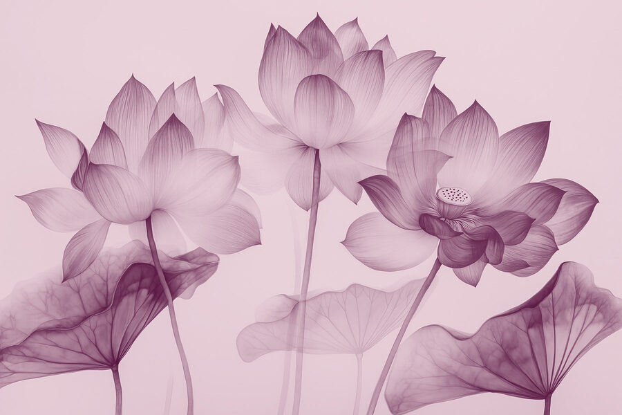 Grupo de flores con hojas