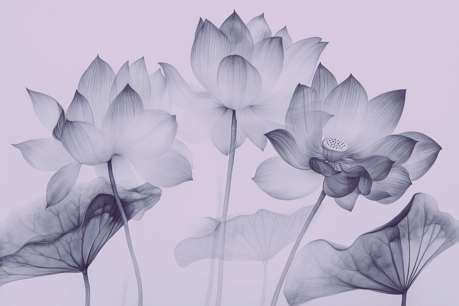 Grupo de flores con hojas