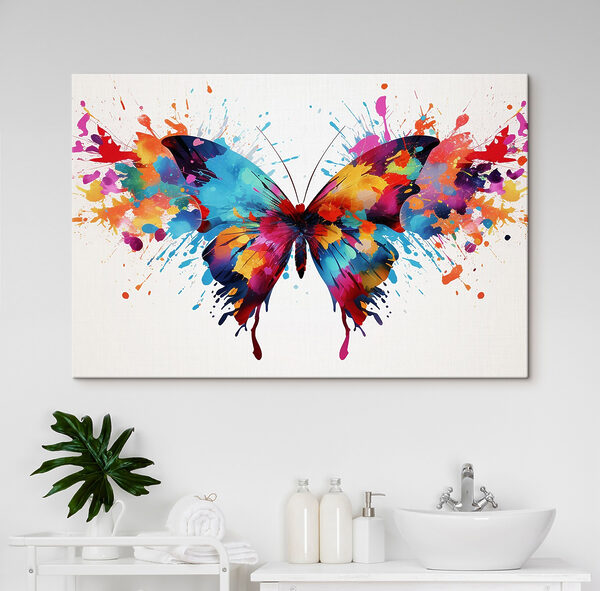 Cuadros Cuadros Mariposa de colores con salpicaduras de pintura (SKU: s41560)
