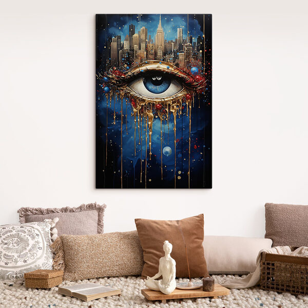 Cuadros Ojo misterioso con el reflejo de la ciudad (SKU: s41562) Cuadros Cuadros Ojo misterioso con el reflejo de la ciudad (SKU: s41562)