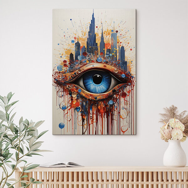 Cuadros Cuadro de un ojo azul con una ciudad al fondo (SKU: s41563) Cuadros Cuadros Cuadro de un ojo azul con una ciudad al fondo (SKU: s41563)