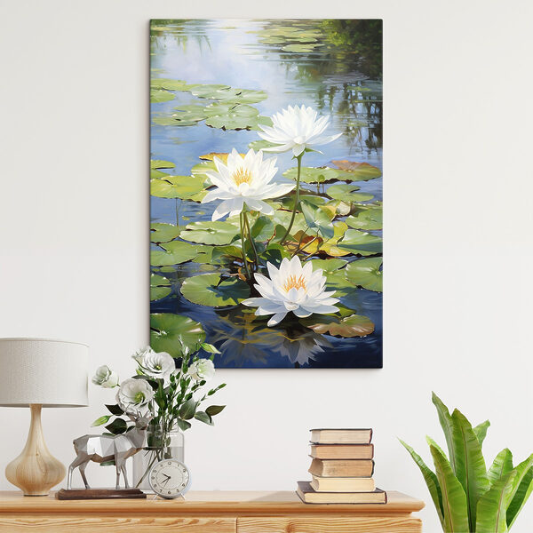Cuadros Cuadros Ramo de flores blancas en un estanque (SKU: s41572)
