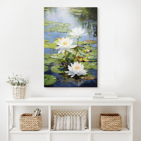 Group of white flowers in a pond Group of white flowers in a pond