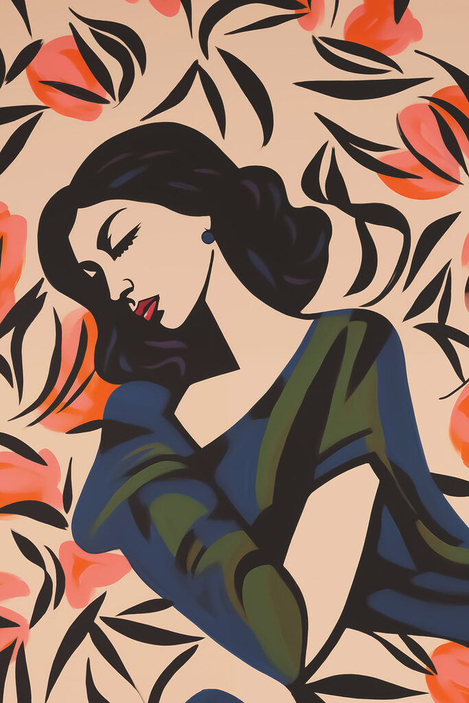 Painting of a woman with flowers