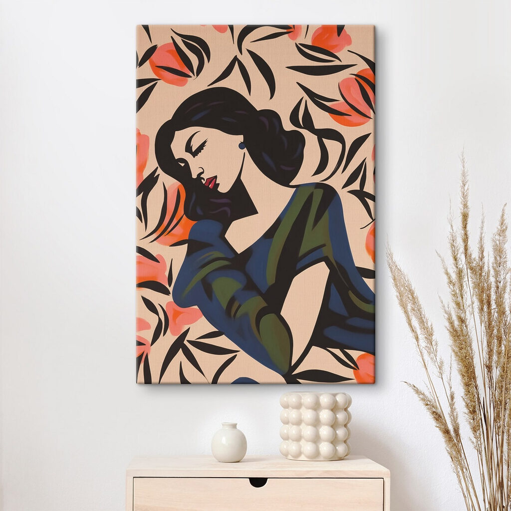 Painting of a woman with flowers
