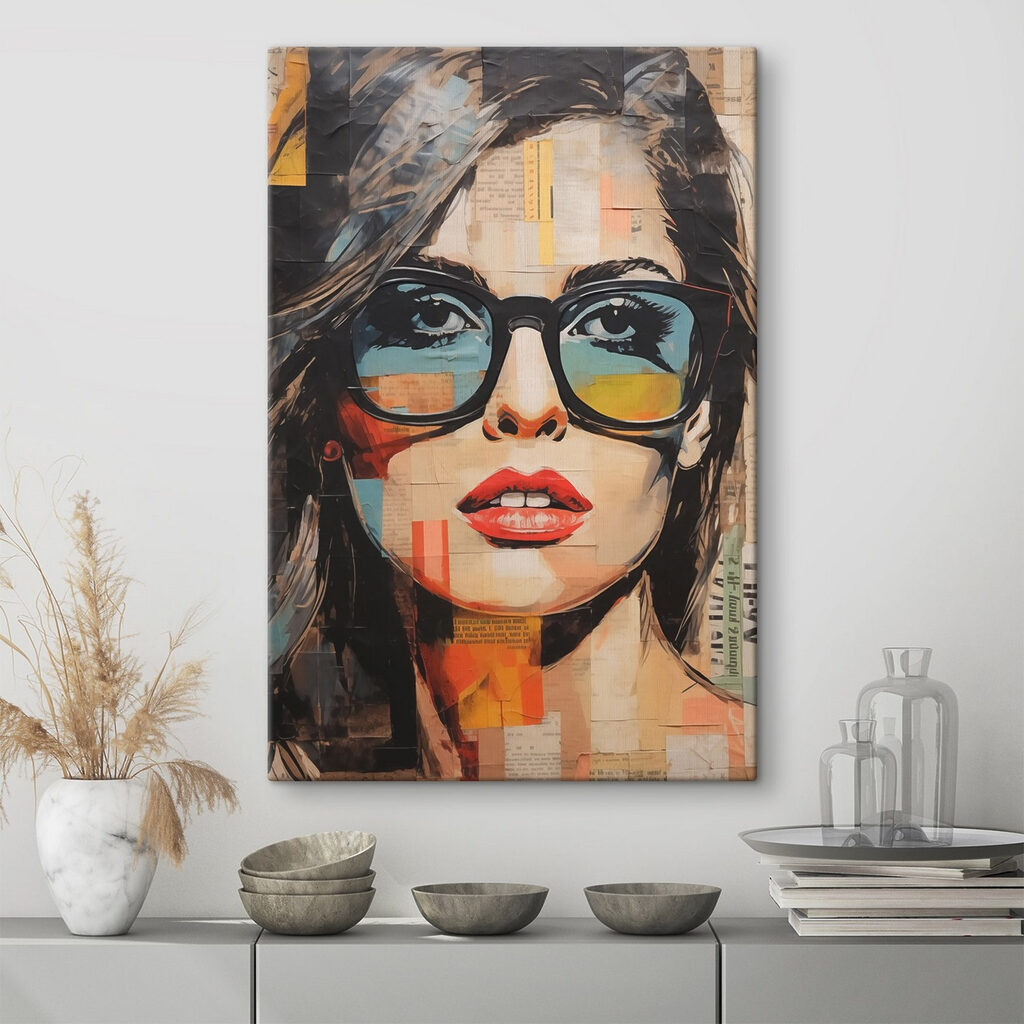 Painting of a woman wearing sunglasses