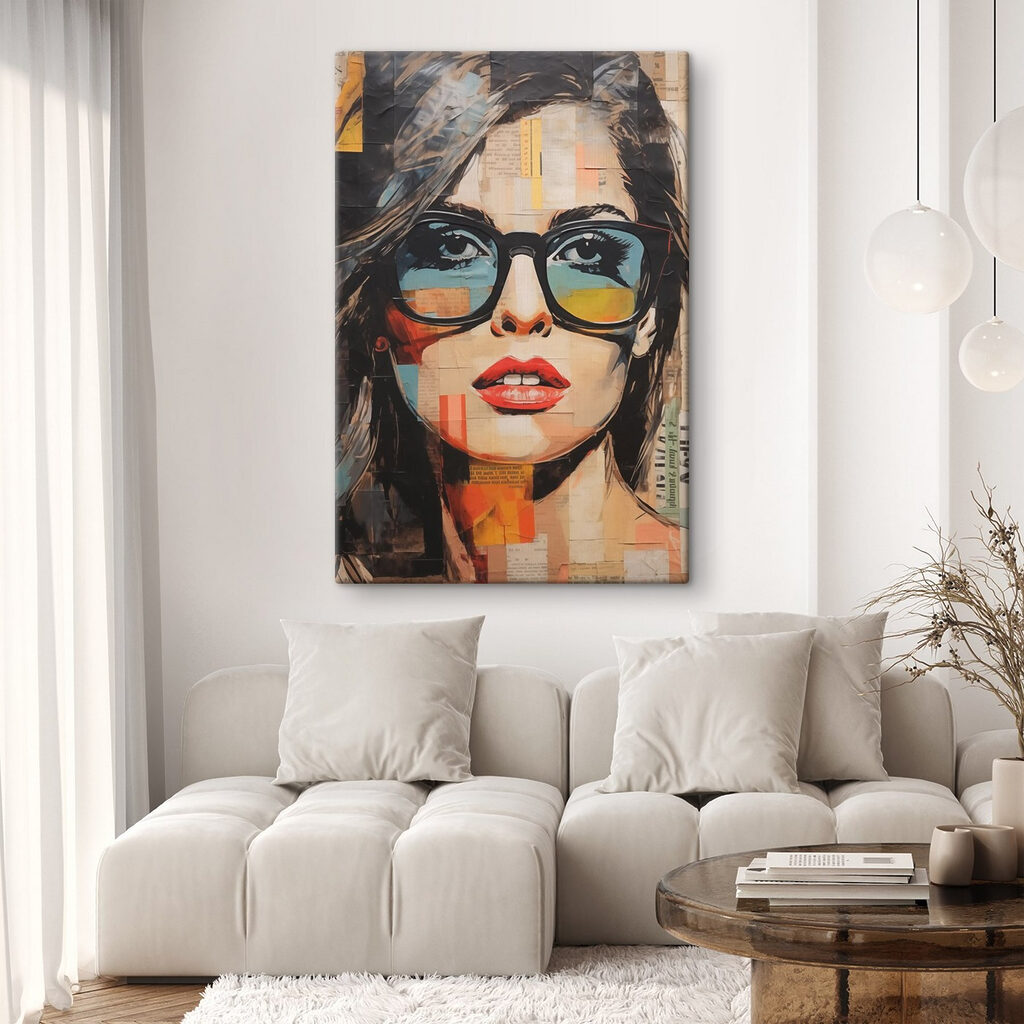 Painting of a woman wearing sunglasses