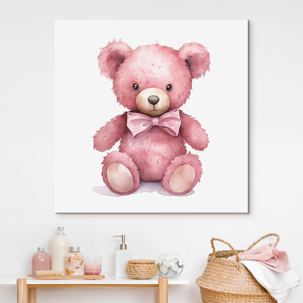 Pink teddy bear with a bow tie