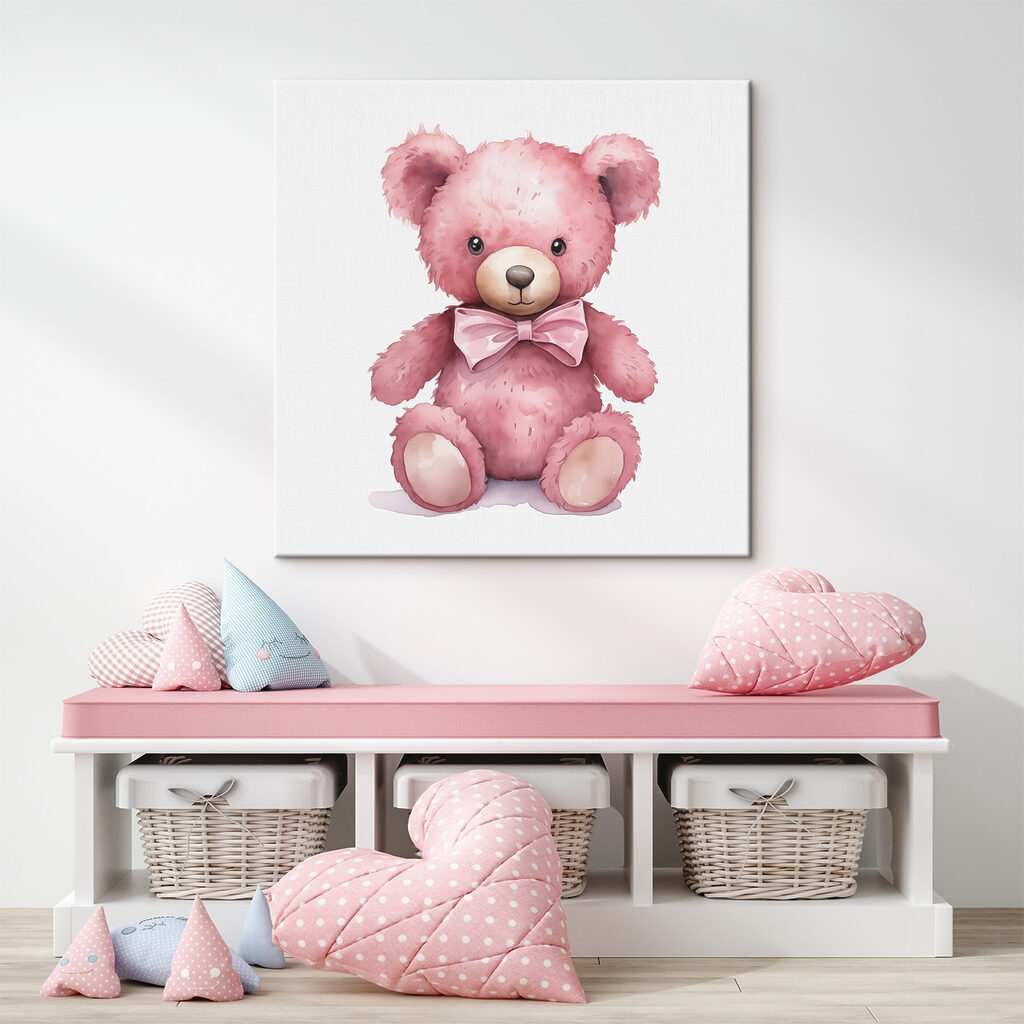 Pink teddy bear with a bow tie