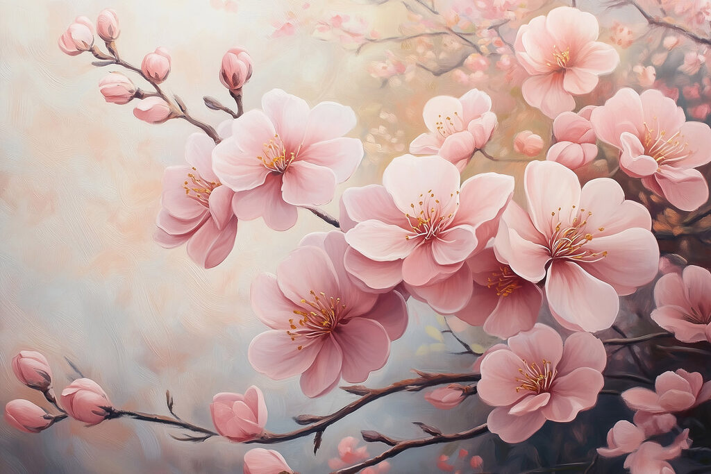 Painting of pink flowers Painting of pink flowers