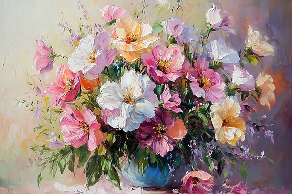 Painting of flowers in a vase