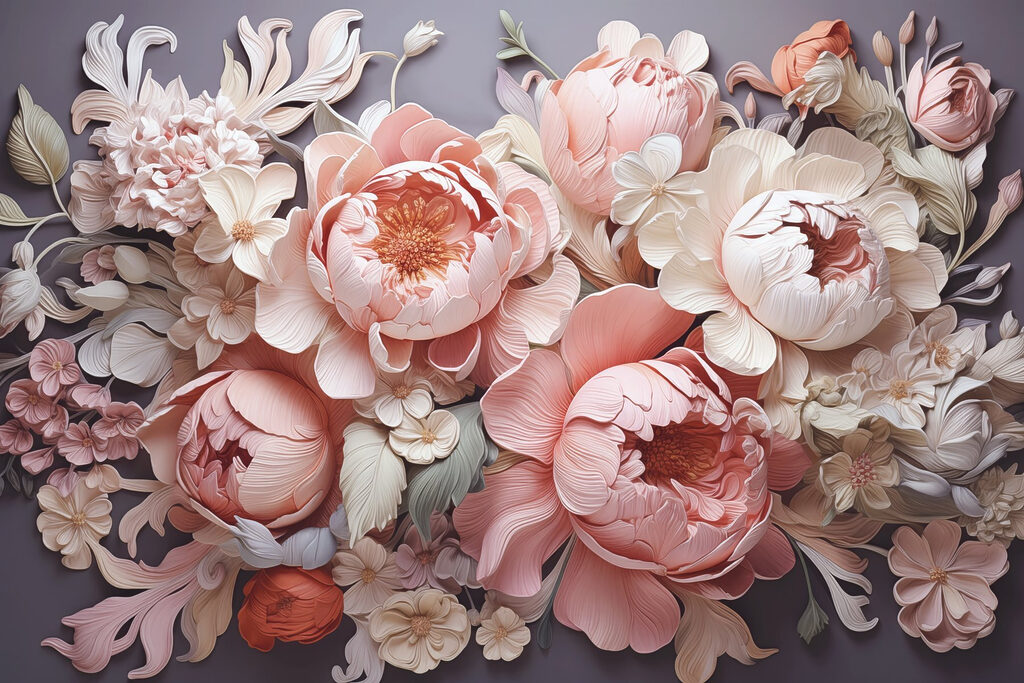 Group of flowers on a gray background