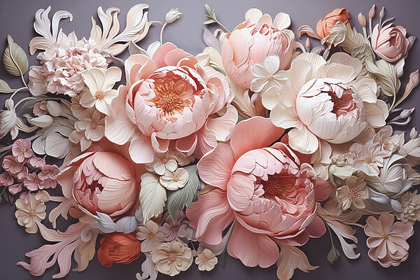 Group of flowers on a gray background